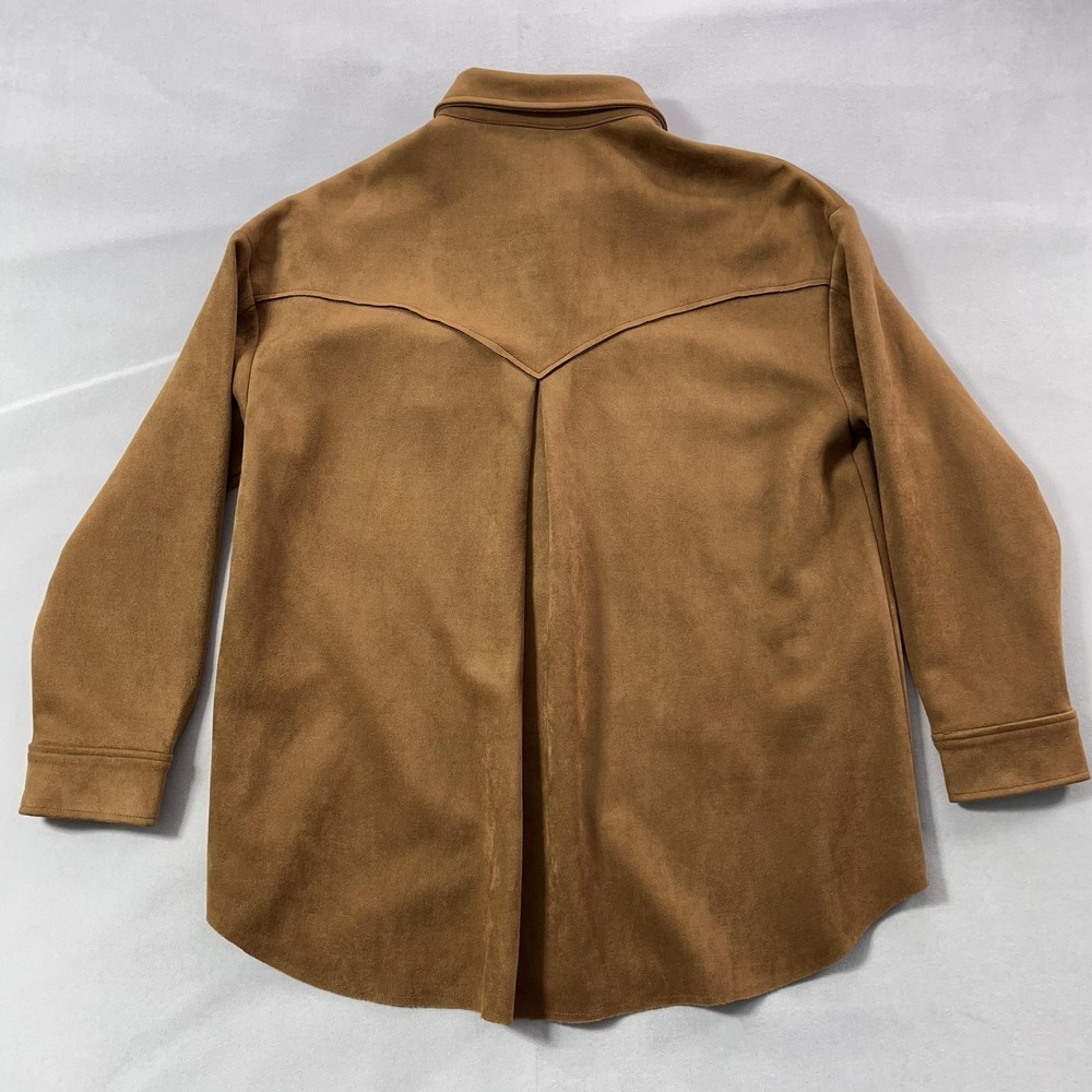 Altar'd State Jacket Womens Medium Camel Brown Faux Suede Shacket Oversized - Picture 6 of 12